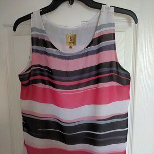 Womens Pink and Black Stripped Shell Top M